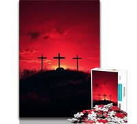 Cross at Sunset Jigsaw Puzzles for Adults Teenagers Jigsaws Puzzle,Educational Games Home Decoration Suitable for Desktop Decoration 50x75cm