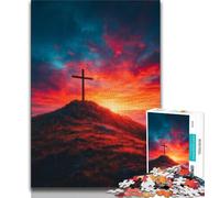 Cross at Sunset Puzzles for Adults 1000 Pieces,Challenging To Complete But Fun And Humorous Educational Game for Birthday 50x75cm