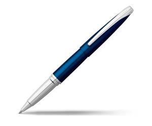 CROSS ATX 885-37 Refillable Click-Off Cap Metal Gel Ink Rollerball Pen, Fine Point, includes Premium Gift Box and Black Rollerball Cartridge, 1 Pack, Translucent Blue Lacquer