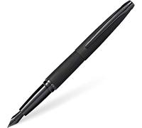Cross ATX Refillable Click-Off Cap Stainless Steel Fountain Pen with Diamond Pattern, Medium Nib, includes Premium Gift Box and 2 Black Cartridge Refills, 1 Pack, Metallic Black