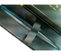 Cross ATX Refillable Special Edition Basalt black Ballpoint Pen signature blue PVD clip, finial, and center bandaa