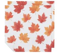 Cross Autumn Cloth Napkins 2 Pack Fall Maple Leaves Reusable Dinner Table Napkins for Home Hotel Restaurant Weddings Party