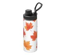 Cross Autumn Stainless Steel Vacuum Insulated Water Bottle 18oz/530ml, Fall Maple Leaves Leakproof Flask with Carry Handle Thermal Mug for Sport School Travel Gym Commuting
