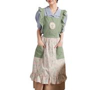 Cross Back Cotton Aprons with Pocket, Womens Aprons Adjustable for Cooking Kitchen GardeningGreen,One Size