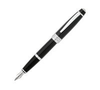 Cross Bailey AT0456-7MS Medium Fountain Pen - Black with Chrome (in Gift Box)