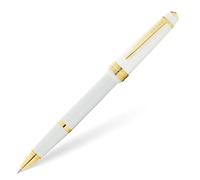 CROSS Bailey Light AT0745-10 Refillable Resin Gel Ink Rollerball Pen with Polished Gold Tone Appointments, Medium Point, includes Premium Gift Box and Black Gel Ink Cartridge, 1 Pack, White