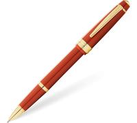 CROSS Bailey Light AT0745-13 Refillable Resin Gel Ink Rollerball Pen with Polished Gold Tone Appointments, Medium Point, includes Premium Gift Box and Black Gel Ink Cartridge, 1 Pack, Amber