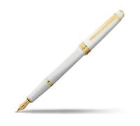 Cross Pens Fountain Pen Bailey Light Polished White Resin Gold Tone Medium Nib