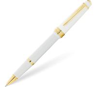 CROSS Bailey Light AT0745-10 Refillable Resin Gel Ink Rollerball Pen with Polished Gold Tone Appointments, Medium Point, includes Premium Gift Box and Black Gel Ink Cartridge, 1 Pack, White