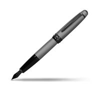 CROSS Bailey Matte Grey Lacquer Fountain Pen with polished black PVD appointments, Fine Nib