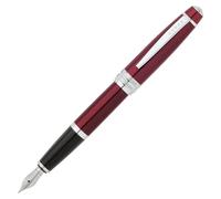 Cross Bailey Red Lacquer Refillable Fountain Pen With Medium Nib And Black Ink