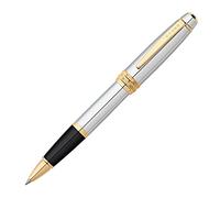 Cross Bailey Refillable Click-Off Cap Metal Rollerball Pen with 23 Carat Gold-Plated Appointments, Medium Ballpoint, includes Premium Gift Box and Black Cartridge, 1 Pack, Medalist