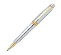 Cross Bailey Refillable Click-Off Cap Plastic Ballpoint Pen with Chrome Finish and Gold-Plated Appointments, Medium Ballpoint, includes Premium Gift Box and Black Cartridge, 1 Pack, Medalist