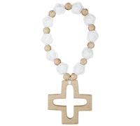 Cross Baptism Silicone Rosary, First Communion Rosary Collection Shower Christian Communion Gifts(Flower, White)