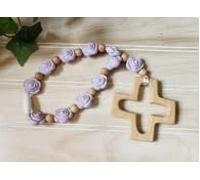 Cross Baptism Silicone Rosary, First Communion Rosary Collection Shower Christian Communion Gifts, Ten Year Rosary Baptism Party Supply, Flower Purple