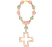 Cross Baptism Silicone Rosary, First Communion Rosary Collection Shower Christian Communion Gifts, Ten Year Rosary Baptism Party Supply, Green Pink