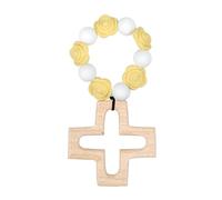 Cross Baptism Silicone Rosary, First Communion Rosary Collection Shower Christian Communion Gifts, Ten Year Rosary Baptism Party Supply, Yellow White