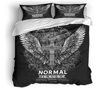 Cross Bedding Set For Kids Adults,Black And White Wings Super King Size Duvet Cover Sets 260×220Cm 3D Printed Soft Microfibre Polyester Comforter With Zipper Teens Quilt Cover 2 Pillowcases 50×75Cm
