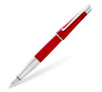 CROSS Beverly AT0496-27MS Refillable Click-Off Cap Brass Fountain Pen, Medium Nib, includes Premium Gift Box and Black Cartridge, 1 Pack, Translucent Red Lacquer