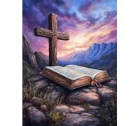 Cross Bible Stamped Cross Stitch Kits for Beginners Adults - Preprinted 11CT Easy Pattern Needlepoint Kits, Arts and Crafts for Home Decor (11.8x15.7inch) A791