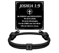 Cross Bible Verse Adjustable Rope Bracelet for Boys Teens, Christian Bracelet Religious Catholic Gifts, Thanksgiving Baptism Birthday Graduation Gifts for Son Nephew Grandson Easter Christmas Stocking