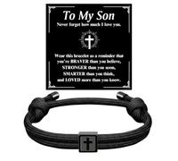 Cross Bible Verse Adjustable Rope Bracelet for Boys Teens, Christian Bracelet Religious Catholic Gifts, Thanksgiving Baptism Birthday Graduation Gifts for Son Nephew Grandson Easter Christmas Stocking