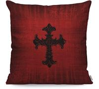 Cross Black Cushion Cover Medieval Gothic Decorative Throw Pillow Covers, Sofa Pillow Case Red Black X Cm A 45cm*45cm