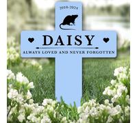 Cross Blue Rat Silhouettes Pet Remembrance Garden Plaque Grave Memorial Stake |Personalised In Loving Memory Remembrance Memorial Plaque Grave Decoration Marker Garden Ground Stake