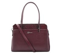 Cross Body Handbag Real Leather Elegant Tote Zip Medium Shoulder Bag EDNA (Burgundy)