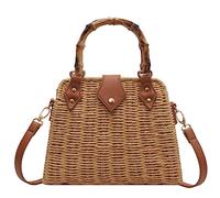 Cross Body Handbags for Women Straw Woven Beach Bag 2025 Summer Handmade Purses Wicker Rattan Bag Holiday, Khaki
