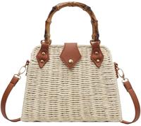Cross Body Handbags for Women Straw Woven Beach Bag(Beige)