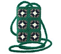 Cross-body Phone Bag Woven Checkered Pattern SquareWeave Series Green