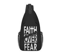 Cross Body Sling Bag Faith Over Fear Scripture Verse Christianity Black Unisex Cross Body Bag Adjustable Sling Backpack For Camping Work Everyday