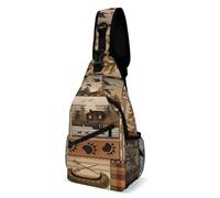 Cross Body Sling Bag Rustic Cabin Wild Cabin Check Plaid Pattern Unisex Over The Shoulder Bag Lightweight Daypack For Work Camping Outdoor