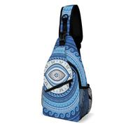 Cross Body Sling Bag Vintage Greek Turkish Evil Eye Lightweight Over The Shoulder Bag Adjustable Sling Backpack For Women Travel Men