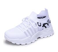 Cross-Border Women Shoes Breathable Flying Woven Sports Shoes - Retro Korean Zebra Mesh Sneakers in Multiple Colors White