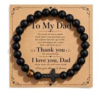 Cross Bracelet for Men Gift for Dad from Daughter Flag Cross Beads Bracelet | To My Dad Bracelet Christmas Birthday Gift for Dad Meaningful Gifts for Bonus Dad Grandpa Papa from Daughter Son