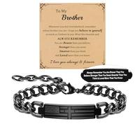 Cross Bracelet for Men Teen Boys Religious Christian Gifts Adjustable Stainless Steel Bible Verse Bracelets with American Flag Black Jewelry with Cross for Dad Son Boyfriends Baptism Birthday Gift