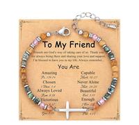 Cross Bracelet for Women Christian Bracelet for Girls Confirmation Baptism Easter Gifts with Card Unique Birthday Gifts for Christmas Friend Daughter Sister in Christ Niece