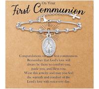 Cross Bracelet for Women First Communion Gifts Jesus God Bracelets Baptism Bracelets First Confirmation Gifts for Women Daughter Lovers, Silver, Zinc, no gemstone
