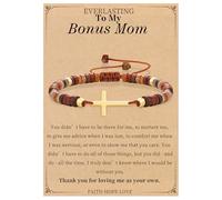 Cross Bracelets Christian Gifts Faith Based Gifts Adjustable Natural Stone Bracelets Christian Baptism Confirmation Catholic Religious Inspirational Gift for Women, Adjustable, Stainless Steel, no