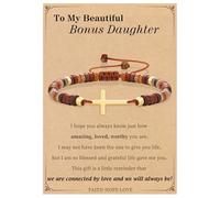 Cross Bracelets Christian Gifts Faith Based Gifts Adjustable Natural Stone Bracelets Christian Baptism Confirmation Catholic Religious Inspirational Gift for Women, Adjustable, Stainless Steel, no