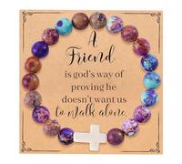 Cross Bracelets for Women Christian Faith Religious Nature Beads Jewelry Gifts for Women Inspirational Prayer Jesus Catholic Easter Baptism Communion Bible Verse Bracelet for Mother Daughter