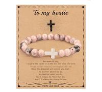 Cross Bracelets for Women, Christian Gifts for Women Stocking Stuffers for Teens Cross Bracelet Imperial Nature Stone Bead Bracelet Confirmation Baptism Gift for Teen Girls Christmas Religious Gift