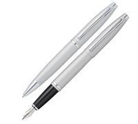 Cross Calais Ballpoint Pen and Fountain Pen Gift Set (Medium Line or Nib Size) Satin Chrome Ink Black