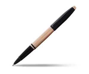 Cross Calais Refillable Rollerball Pen Presented in a Luxury Gift Box - Medium Point, Black Ink, Brushed Rose Gold & Black