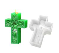 Cross Candle Mold,3D Mold of Rose and Jesus - Silicone for Clay,for Christmas Candle Making Crafts DIY Artistic Decoration Resin Epoxy Plaster Clay Soap