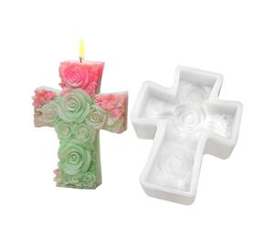 Cross Candle Mold | 3D Rose and Jesus Mold, Silicone for Art - For Christmas Candle Making Crafts DIY Artistic Decoration Resin Epoxy Plaster Clay Soap