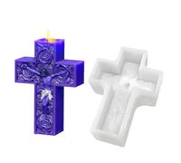 Cross Candle Mold, 3D Rose Jesus Baptism Mold, Silicone Aromatherapy Moulds, for Christmas Candle Making Craft DIY Art Decoration Epoxy Resin Gypsum Wax Clay Plaster Soap