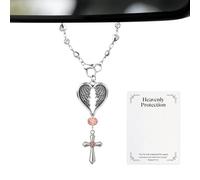 Cross Car Mirror Hanger,Angel Wing Rear View Mirror Car Charm - Religious Decoration for Morning Commute Evening Prayer Time Daily Driving Highway Travel Truck SUV